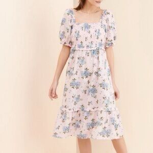 Gal Meets Glam Pink and Blue Floral Long Sleeve Dress